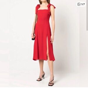 Reformation Red Midi Dress with Slit